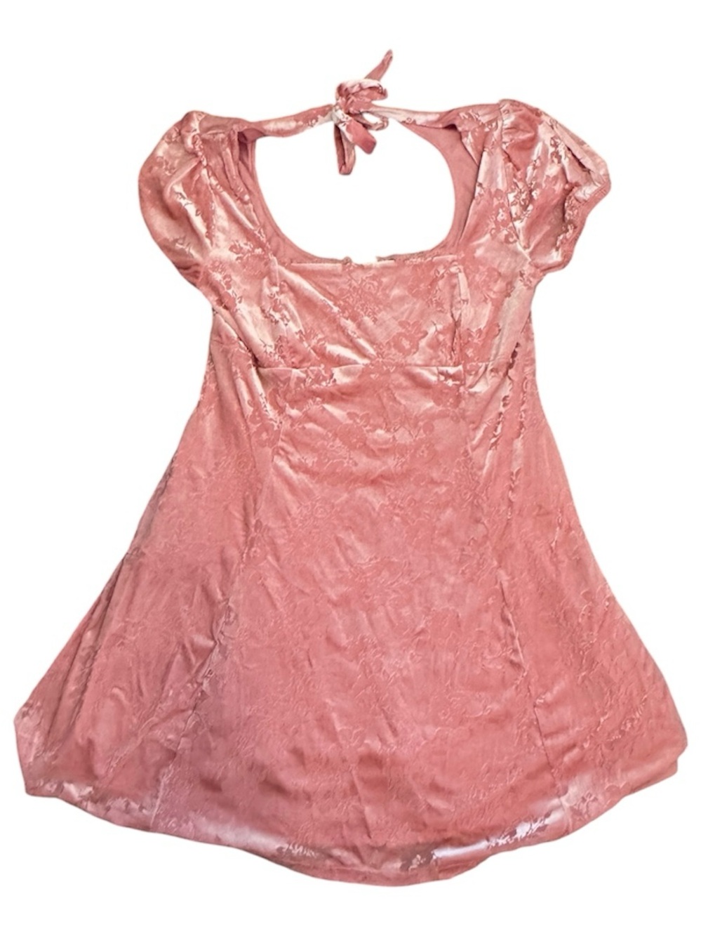 Pink Velvet Tie-Back Mini Dress